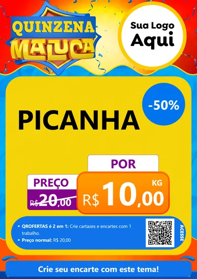Modelo de Cartaz para Cartaz A4 Vertical com o tema Quinzena Maluca para Açougue