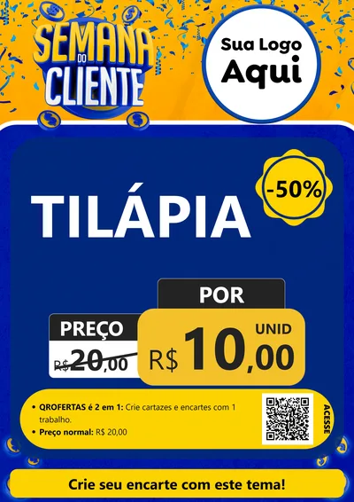 Modelo de Cartaz para Cartaz A4 Vertical com o tema Semana do Cliente para Peixaria
