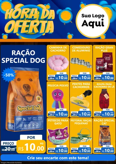 Modelo de Encarte para Encarte A4 Vertical com o tema Hora da Oferta para Pet Shop