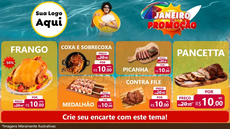 Modelo de TV para TV Horizontal com o tema Janeiro de Promoção para Assados