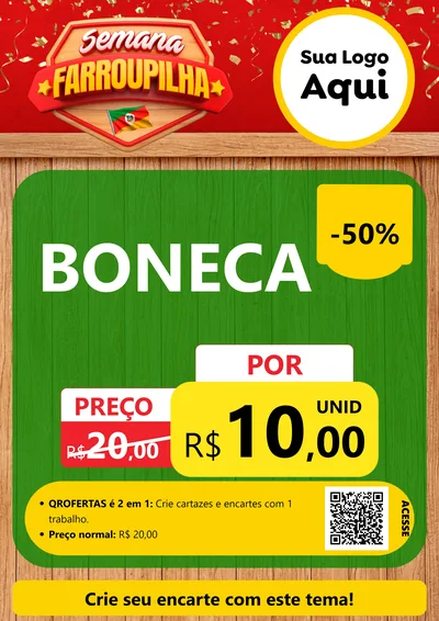 Modelo de Cartaz para Cartaz A4 Vertical com o tema Semana Farroupilha para Brinquedos