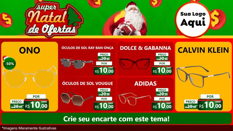 Modelo de TV para TV Horizontal com o tema Super Natal de Ofertas para Óticas