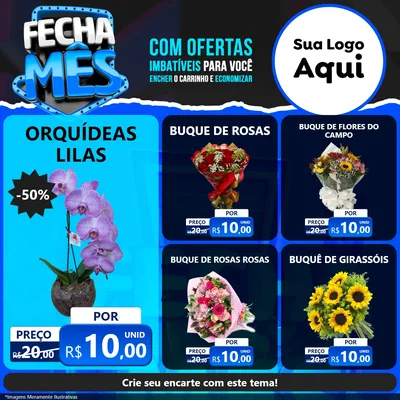 Modelo de Rede Social para Feed Facebook com o tema Fecha Mês para Floricultura e jardim