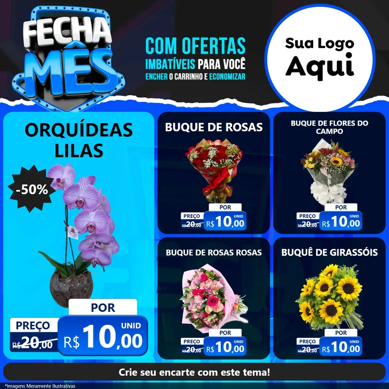 Modelo de Rede Social para Feed Facebook com o tema Fecha Mês para Floricultura e jardim