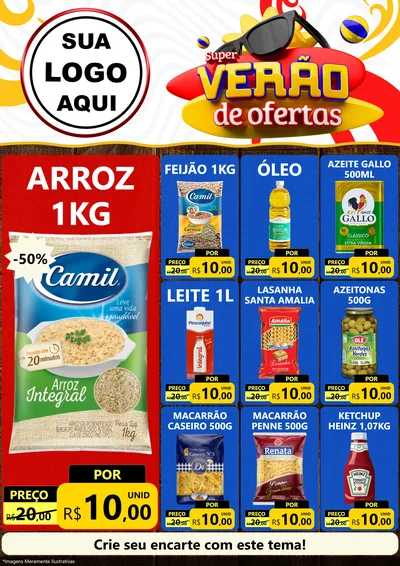 Modelo de Encarte para Encarte A4 Vertical com o tema Super Verão de Ofertas para Supermercado