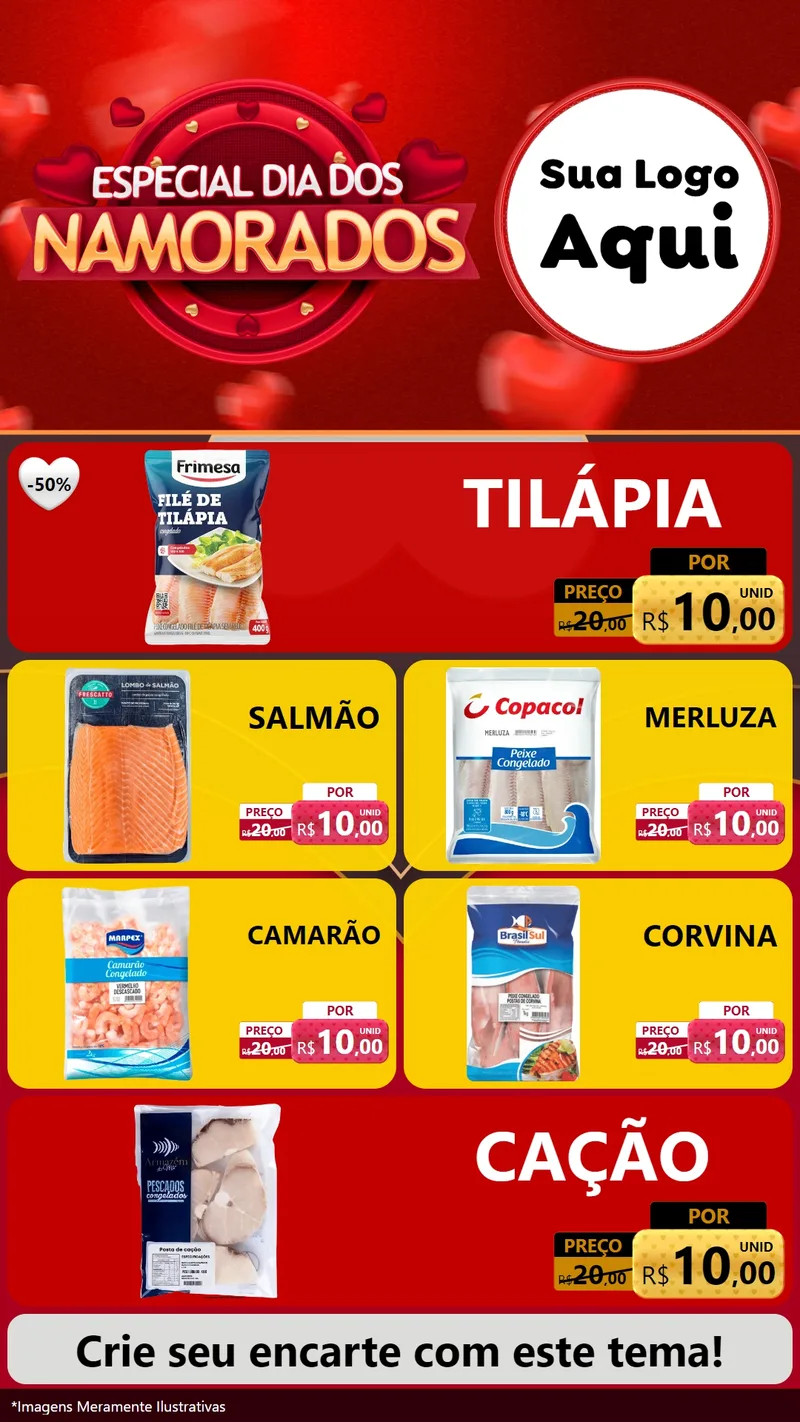 Modelo de TV para TV Vertical com o tema Especial Dia Dos Namorados para Peixaria