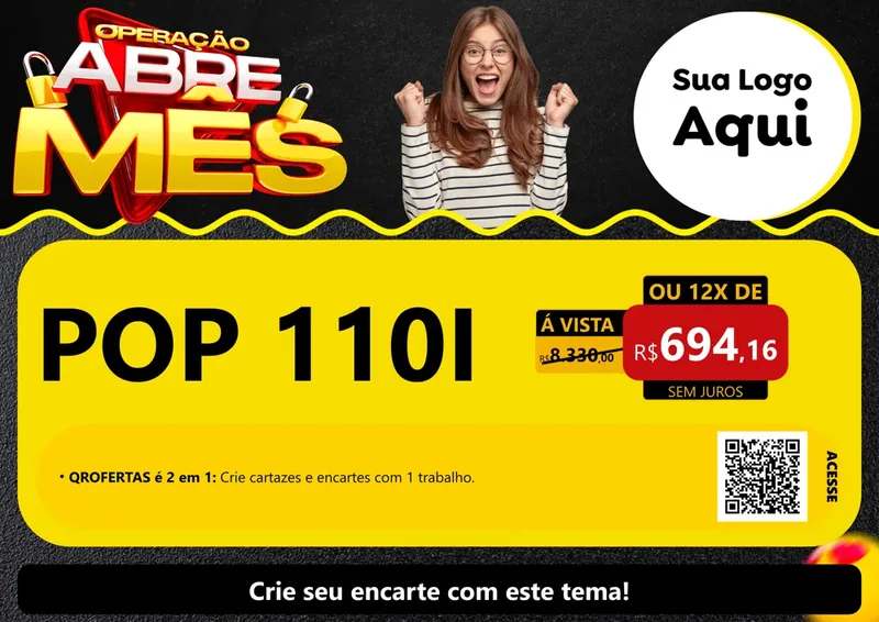Modelo de Cartaz para Cartaz A4 Horizontal com o tema Operação Abre Mês para Concessionaria de Motos