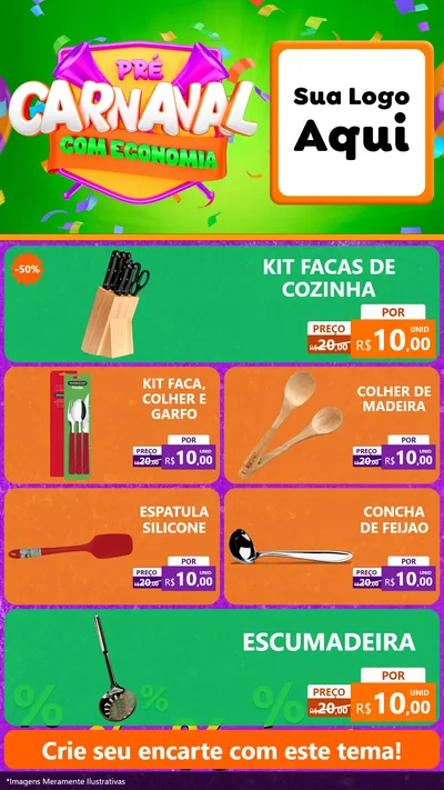 Modelo de TV para TV Vertical com o tema Pré-Carnaval Com Economia para Utilidades Domésticas