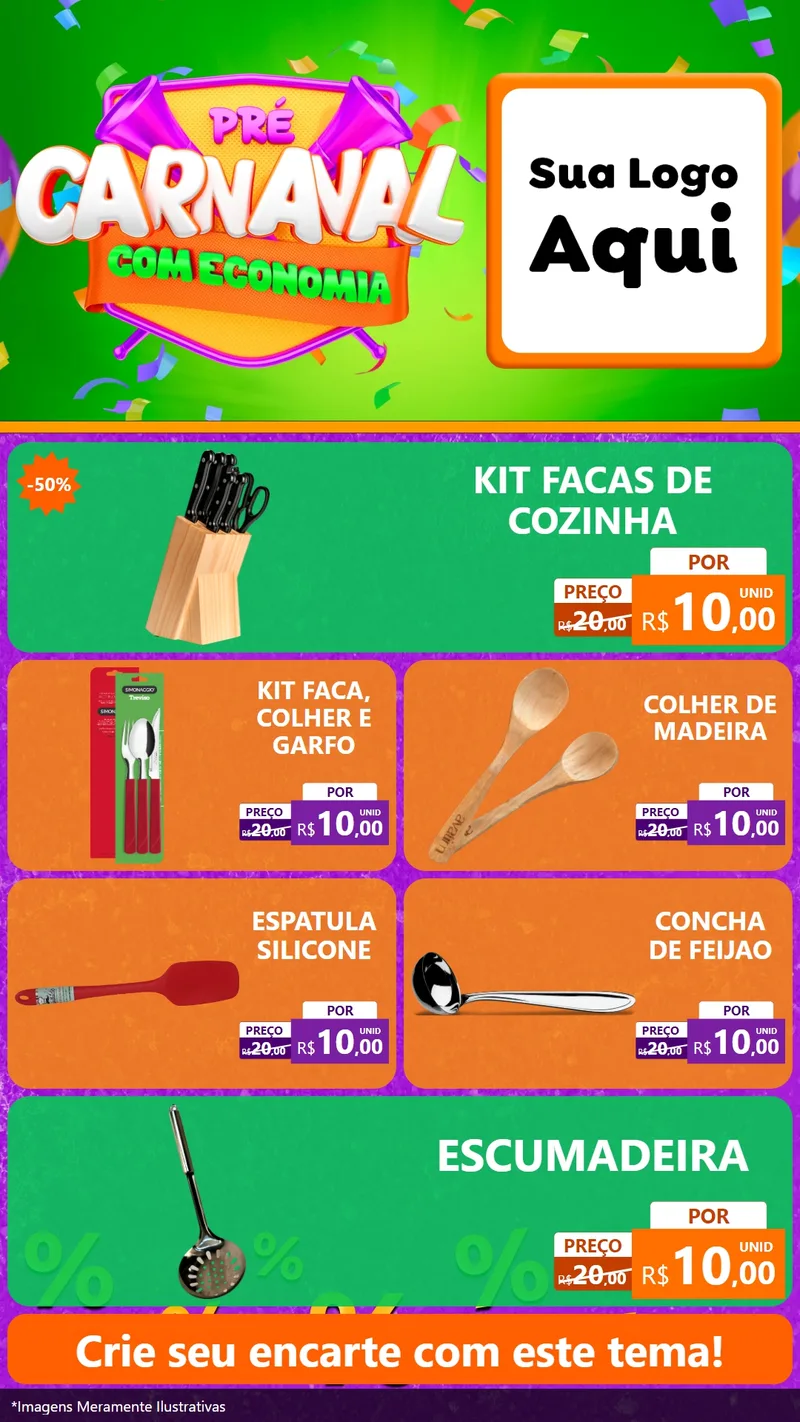 Modelo de TV para TV Vertical com o tema Pré-Carnaval Com Economia para Utilidades Domésticas