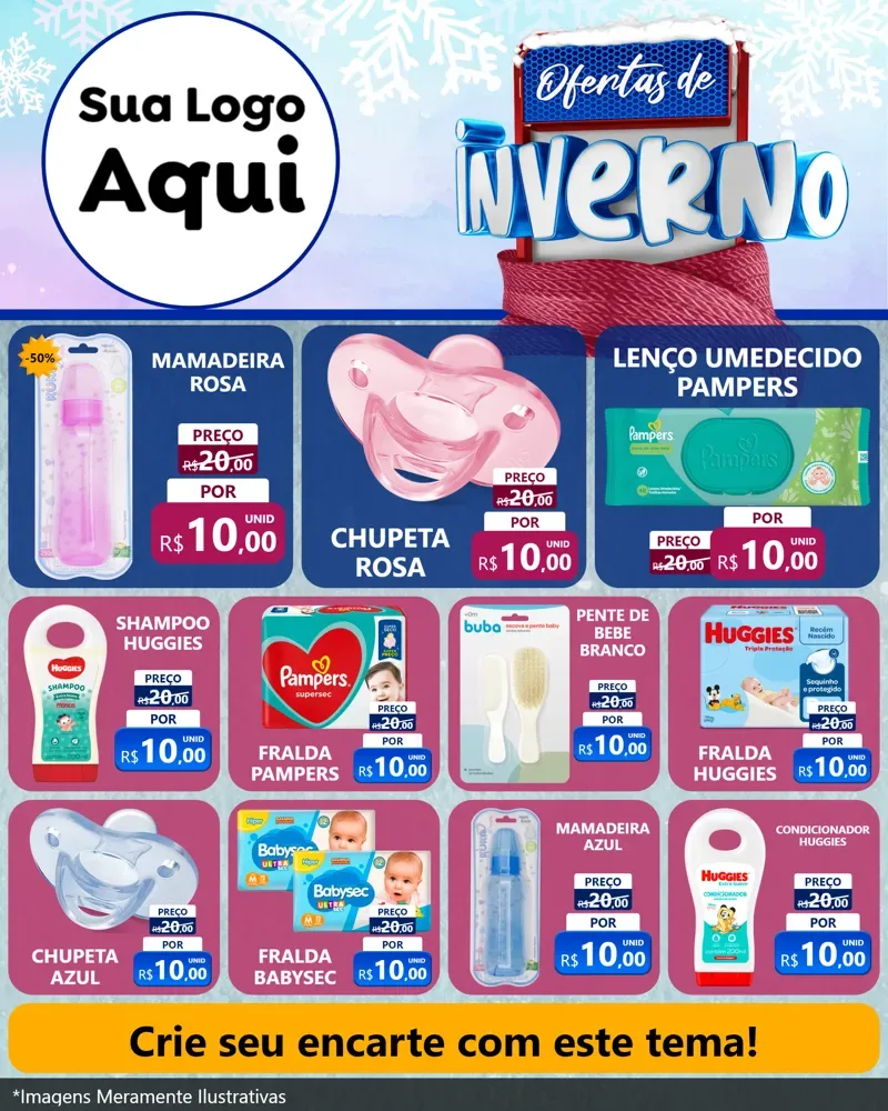 Modelo de Rede Social para Feed Instagram com o tema Ofertas de Inverno para Bebês