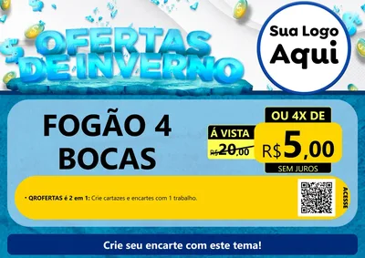 Modelo de Cartaz para Cartaz A4 Horizontal com o tema Ofertas de Inverno para Móveis e Eletro