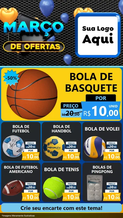 Modelo de Rede Social para Stories com o tema Março de Ofertas para Artigos Esportivos