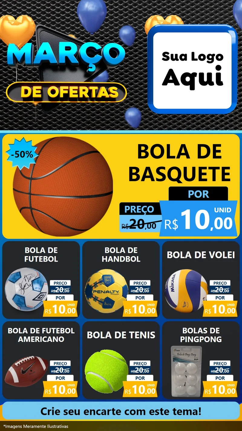 Modelo de Rede Social para Stories com o tema Março de Ofertas para Artigos Esportivos