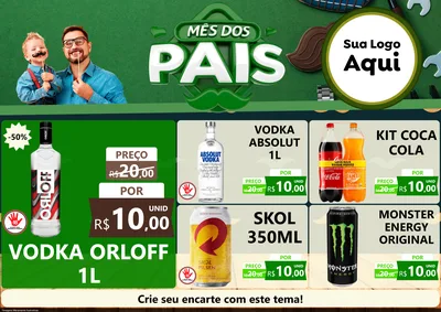 Modelo de Encarte para Encarte A4 Horizontal com o tema Mês dos Pais para Distribuidora de bebidas