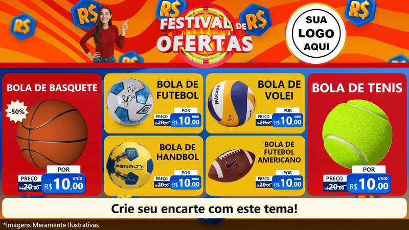 Modelo de TV para TV Horizontal com o tema Festival de Ofertas para Artigos Esportivos