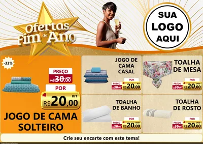 Modelo de Encarte para Encarte A4 Horizontal com o tema Ofertas Fim de Ano para Cama, Mesa e Banho