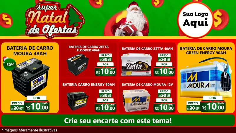 Modelo de TV para TV Horizontal com o tema Super Natal de Ofertas para Baterias Elétricas