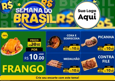 Modelo de Encarte para Encarte A4 Horizontal com o tema Semana Do Brasil para Assados