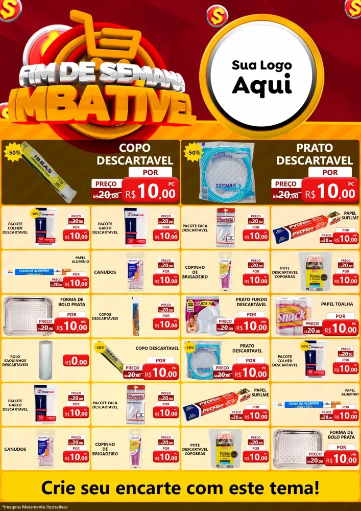 Modelo de Encarte para Encarte A4 Vertical com o tema Fim de Semana Imbatível para Embalagens