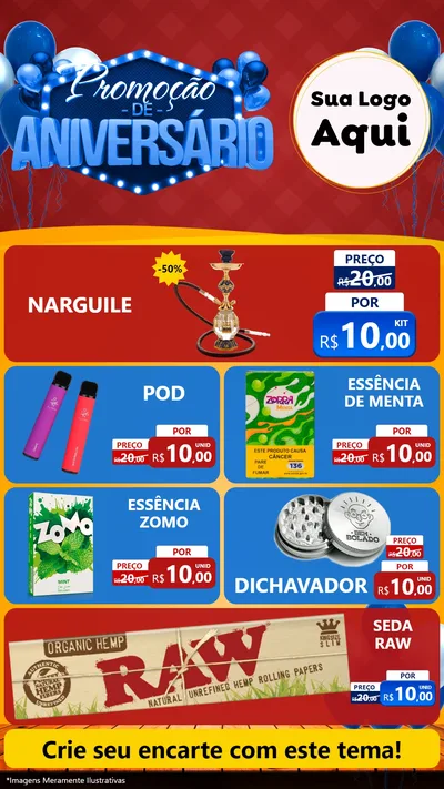 Modelo de TV para TV Vertical com o tema Promoção de Aniversário para Tabacaria