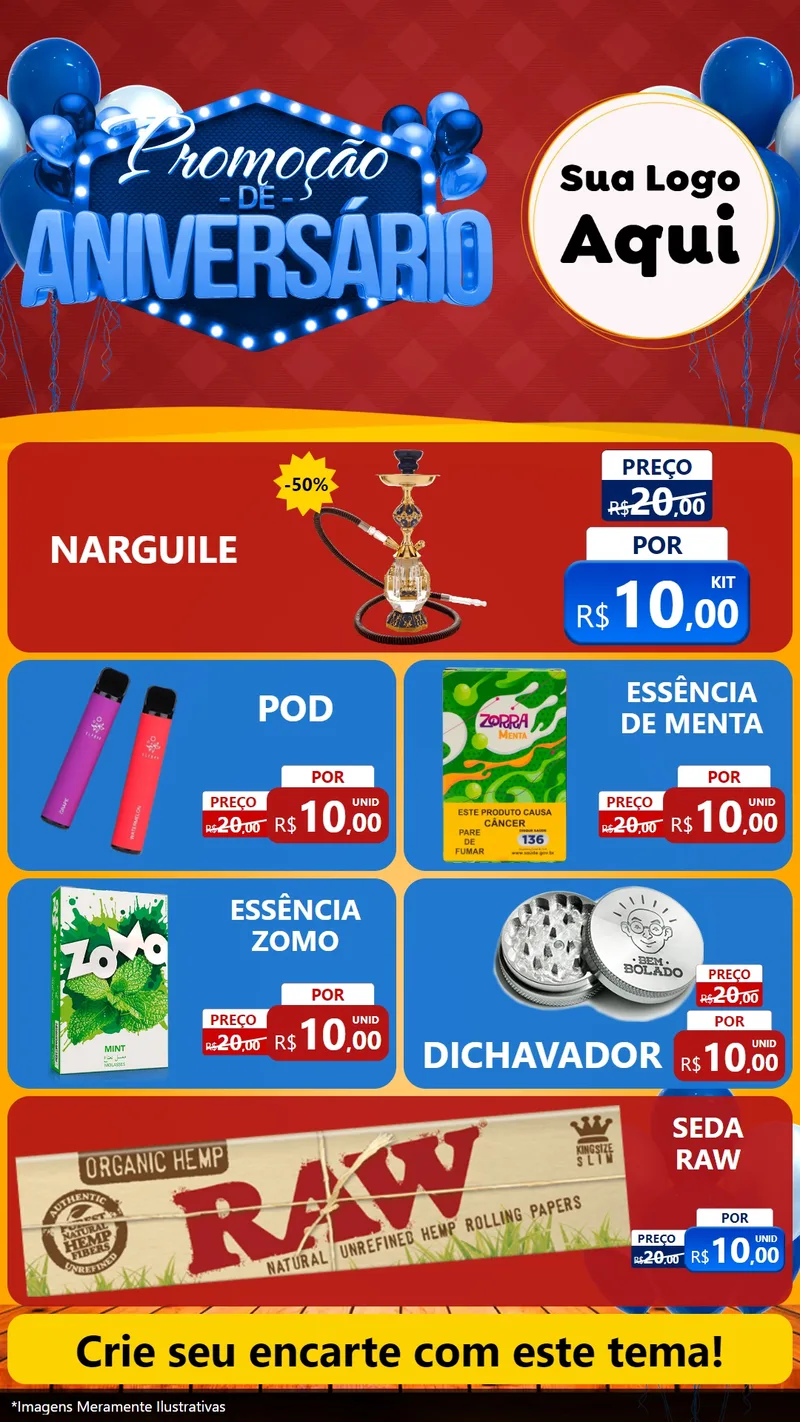 Modelo de TV para TV Vertical com o tema Promoção de Aniversário para Tabacaria