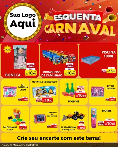 Modelo de Rede Social para Feed Instagram com o tema Esquenta Carnaval para Brinquedos
