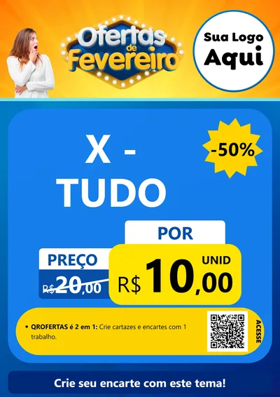 Modelo de Cartaz para Cartaz A4 Vertical com o tema Ofertas de Fevereiro para Hamburgueria