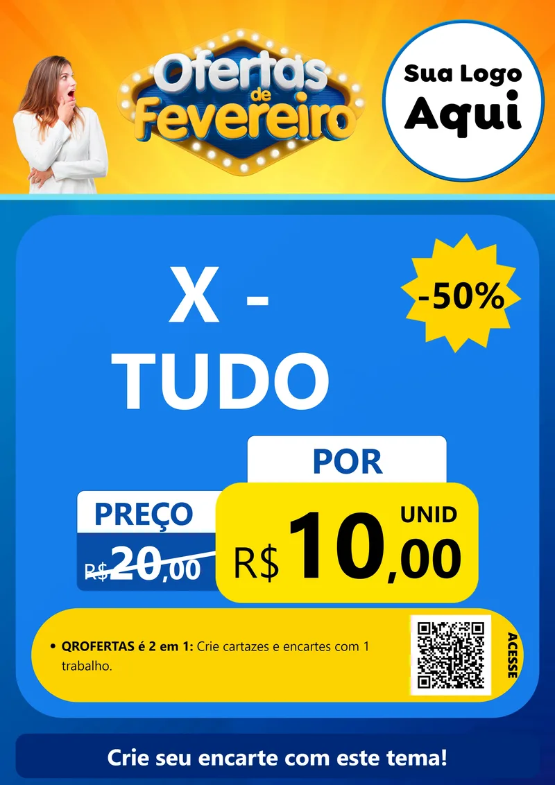 Modelo de Cartaz para Cartaz A4 Vertical com o tema Ofertas de Fevereiro para Hamburgueria