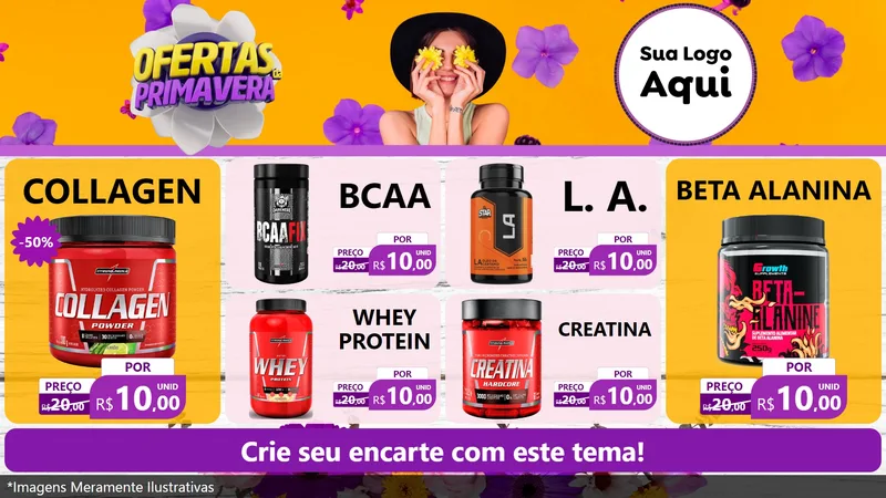 Modelo de TV para TV Horizontal com o tema Ofertas Da Primavera para Suplementos alimentares