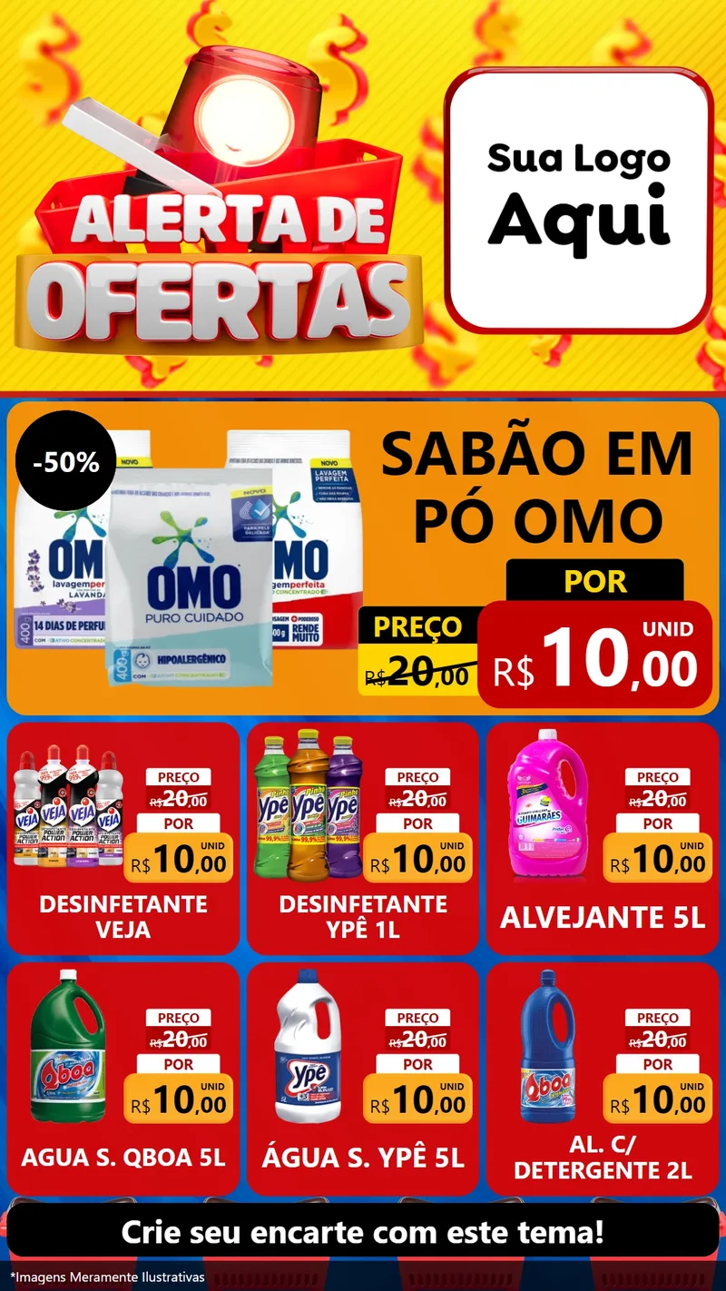 Modelo de Rede Social para Stories com o tema Alerta de Ofertas para Produtos de Limpeza