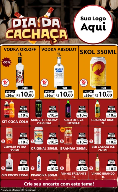 Modelo de Encarte para Encarte Grande com o tema Dia da Cachaça para Distribuidora de bebidas