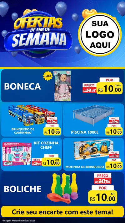 Modelo de TV para TV Vertical com o tema Ofertas de Fim de Semana para Brinquedos