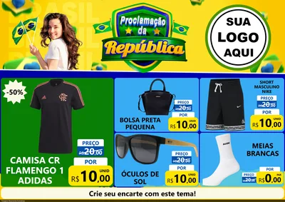 Modelo de Encarte para Encarte A4 Horizontal com o tema Proclamação da República para Roupas e acessórios