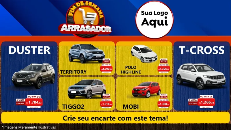 Modelo de TV para TV Horizontal com o tema Fim De Semana Arrasador para Concessionaria de Carros