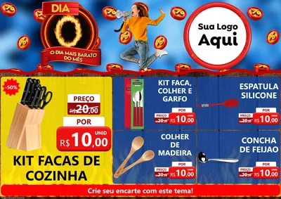 Modelo de Encarte para Encarte A4 Horizontal com o tema Dia O - O Dia Mais Barato Do Mês para Utilidades Domésticas