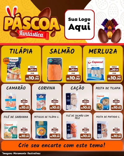 Modelo de Rede Social para Feed Instagram com o tema Páscoa Fantástica para Peixaria