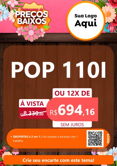 Modelo de Cartaz para Cartaz A4 Vertical com o tema Primavera de Preços Baixos para Concessionaria de Motos