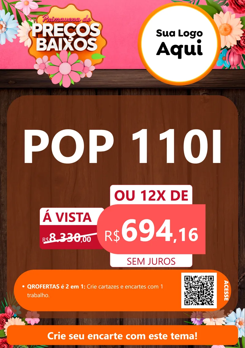 Modelo de Cartaz para Cartaz A4 Vertical com o tema Primavera de Preços Baixos para Concessionaria de Motos