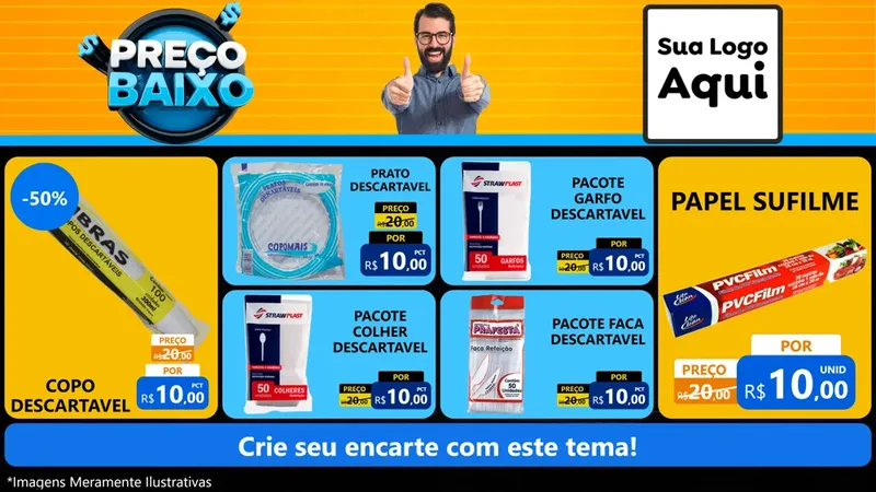 Modelo de TV para TV Horizontal com o tema Preço Baixo para Embalagens