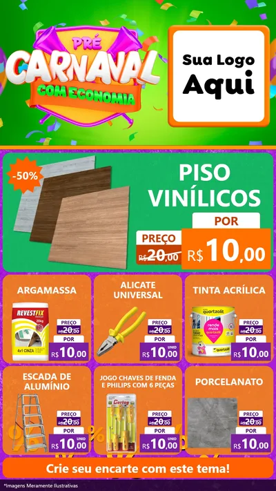 Modelo de Rede Social para Stories com o tema Pré-Carnaval Com Economia para Material para Construção