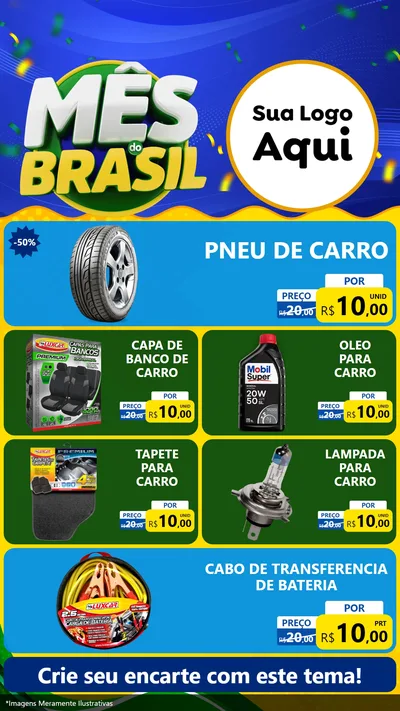 Modelo de TV para TV Vertical com o tema Mês do Brasil para Auto peças