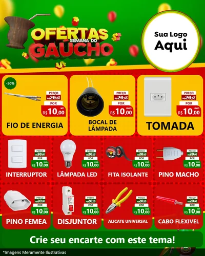 Modelo de Rede Social para Feed Instagram com o tema Ofertas Semana Do Gaúcho para Materiais Elétricos