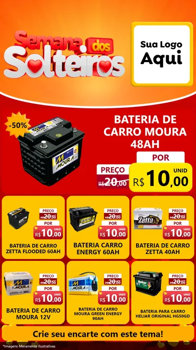 Modelo de Rede Social para Stories com o tema Semana dos Solteiros para Baterias Elétricas