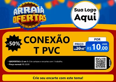 Modelo de Cartaz para Cartaz A4 Horizontal com o tema Arraiá de Ofertas - Junina para Tubos e conexões