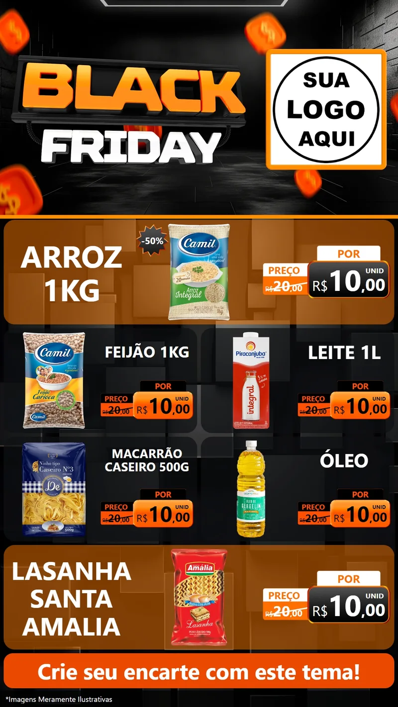 Modelo de TV para TV Vertical com o tema Black Friday para Supermercado