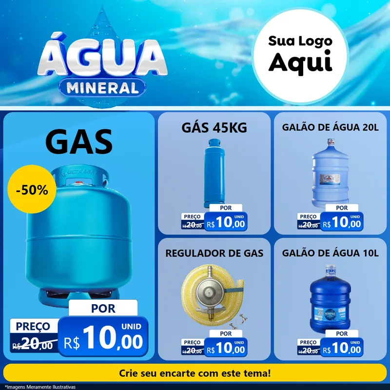 Modelo de Rede Social para Feed Facebook com o tema Água Mineral para Água e gás