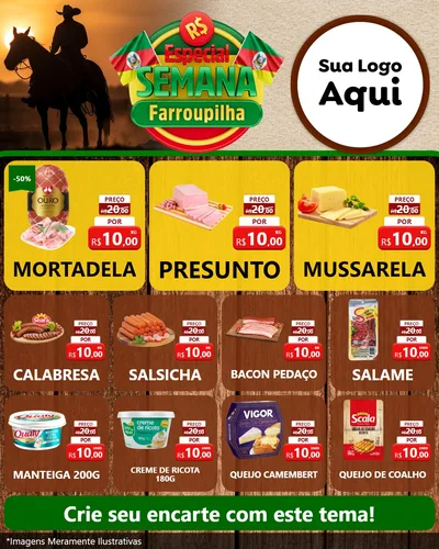 Modelo de Rede Social para Feed Instagram com o tema Especial Semana Farroupilha para Frios e Laticínios