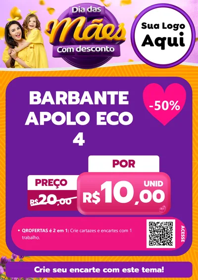 Modelo de Cartaz para Cartaz A4 Vertical com o tema Dia das Mães com Desconto para Armarinho e Aviamentos