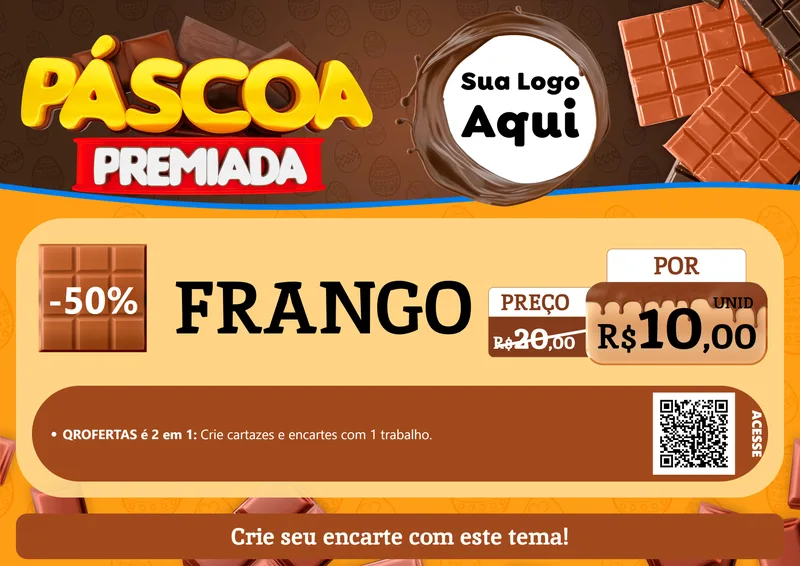 Modelo de Cartaz para Cartaz A4 Horizontal com o tema Páscoa Premiada para Assados