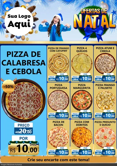 Modelo de Encarte para Encarte A4 Vertical com o tema Ofertas de Natal para Pizzaria